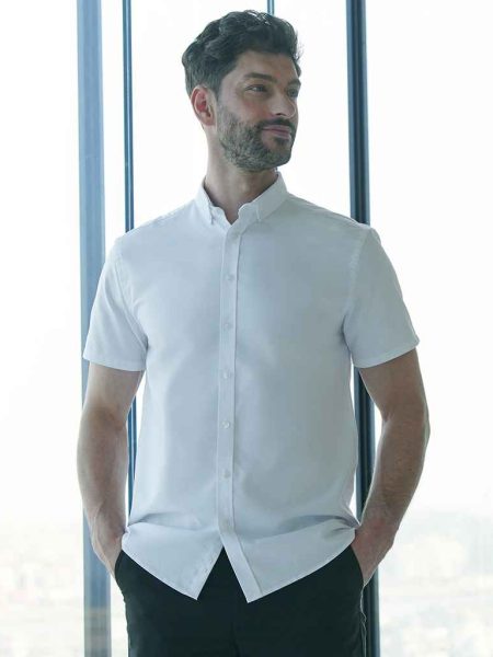 Henbury Modern Short Sleeve Regular Fit Oxford Shirt