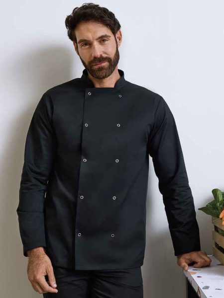 Premier Unisex Long Sleeve Stud Front Chef's Jacket